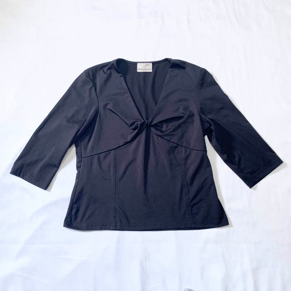 VTG 80s 90s Premiere Collection Womens Black Blouse Size L